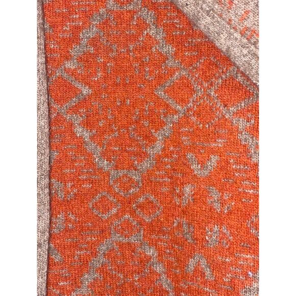 Chiaramente Wool Blend jacquard Cardigan Sweater– Made in Italy– Orange/Beige S - Picture 5 of 9